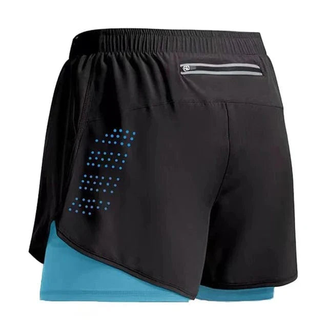 Men's 2-in-1 running shorts from ANSDANK, quick-dry gym training shorts with double deck design, suitable for running and sports.