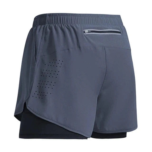 Men's 2-in-1 running shorts by Showlu Fashion, quick-dry gym training shorts with double deck design for summer workouts and jogging