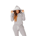 Nonglang women's 2-piece casual zipper hoodie and jogger sweatshirt set in solid color, perfect for daily wear and gym activities.