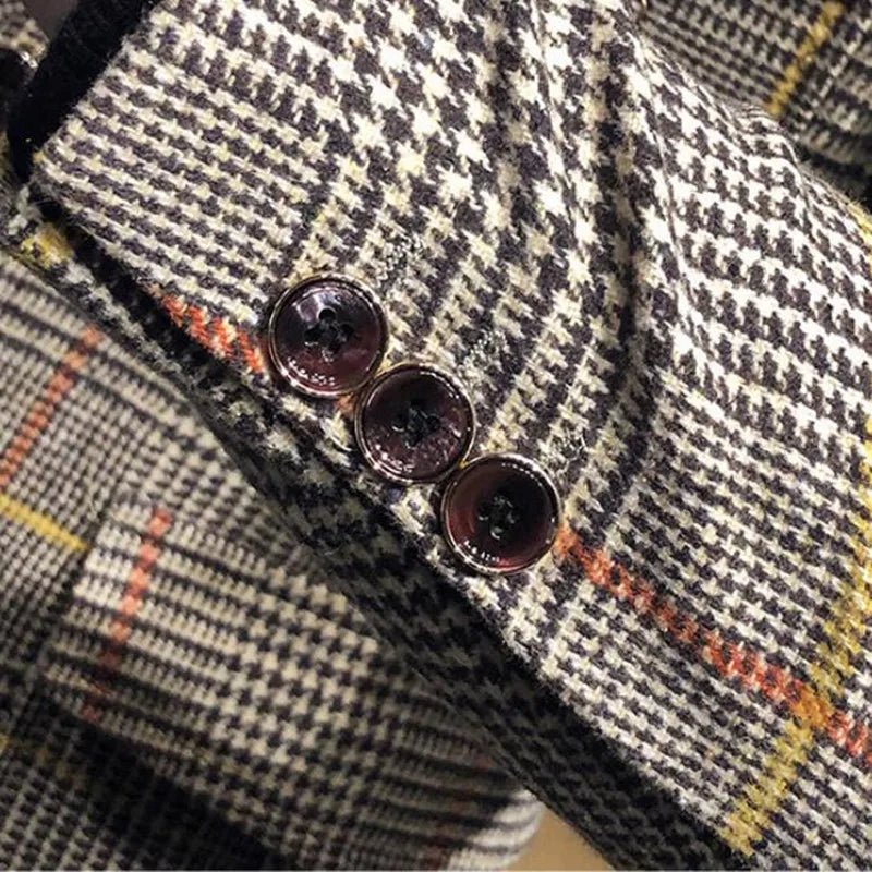 2023 Spring Men Plaid Blazers British Printed Wedding Business Casual Blazer Suit Jacket Male Formal Blazers Plus Size S - 3XL - SHOWLU FASHION STORE