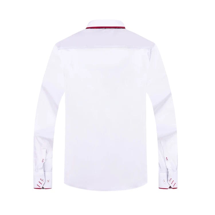 2023 Spring/Fall Men's Slim Fit Long Sleeve Shirts Free Iron Chinese Double Collar Trend White Fashion Business Casual Shirt - SHOWLU FASHION STORE