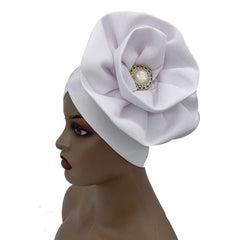 2023 Trendy Women Big Flower Turban Hat Fashion Muslim Hijab Caps Diamonds Head Wrap Ladies Bandana Chemo Cap African Hat - SHOWLU FASHION STORE