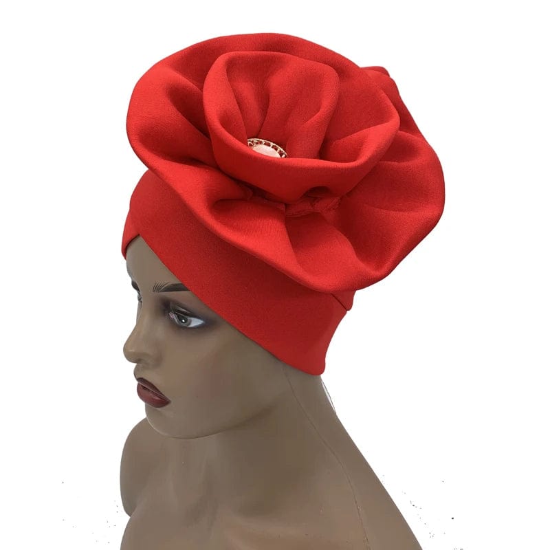 2023 Trendy Women Big Flower Turban Hat Fashion Muslim Hijab Caps Diamonds Head Wrap Ladies Bandana Chemo Cap African Hat - SHOWLU FASHION STORE