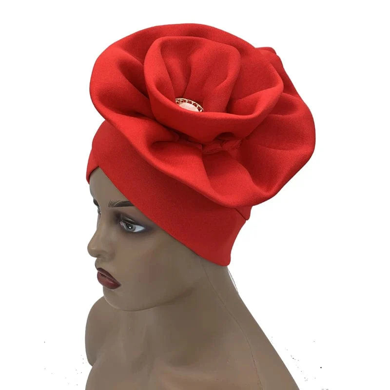 JJYANJIN women's big flower turban hat by Showlu Fashion, cotton Muslim hijab cap with diamond accents and stylish head wrap design