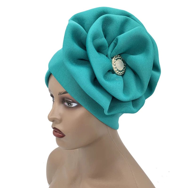 JJYANJIN women's big flower turban hat with diamond accents, cotton Muslim hijab cap, stylish head wrap for ladies