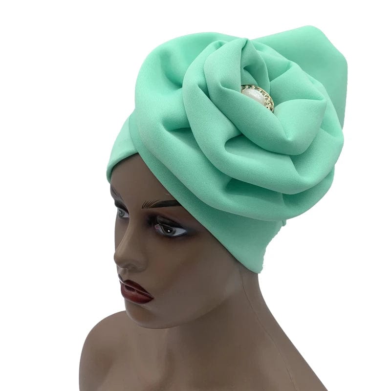 2023 Trendy Women Big Flower Turban Hat Fashion Muslim Hijab Caps Diamonds Head Wrap Ladies Bandana Chemo Cap African Hat - SHOWLU FASHION STORE