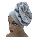 JJYANJIN women's big flower turban hat with diamond accents, cotton Muslim hijab cap, stylish head wrap for women.