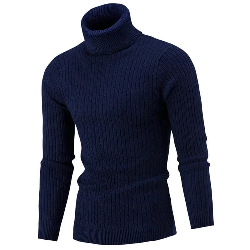 Men's winter turtleneck sweater by SHOWLU FASHION STORE, warm knitted woolen jumper, casual cozy knitwear for cold weather.