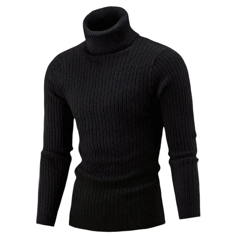 Men's warm knitted wool turtleneck sweater from SHOWLU FASHION STORE, casual winter jumper with a cozy rollneck design.