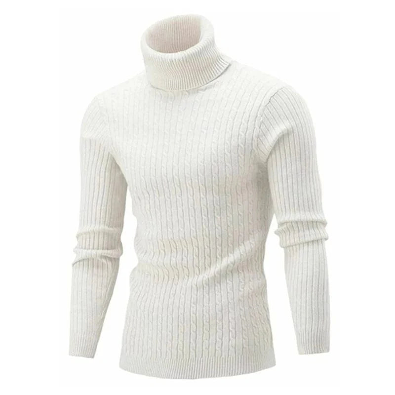 Men's winter turtleneck sweater by SHOWLU FASHION STORE, warm knitted wool jumper with a cozy rollneck design for casual wear.