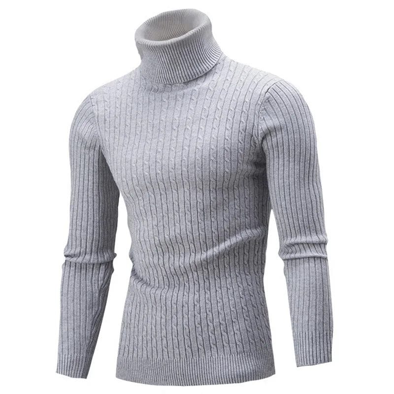 Men's warm knitted woolen turtleneck sweater from SHOWLU FASHION STORE, casual winter jumper with a rollneck design.