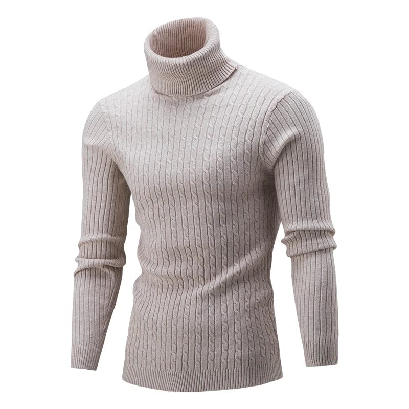 SHOWLU FASHION STORE men's winter turtleneck sweater, warm knitted woolen jumper with rollneck, casual and cozy for cold weather.