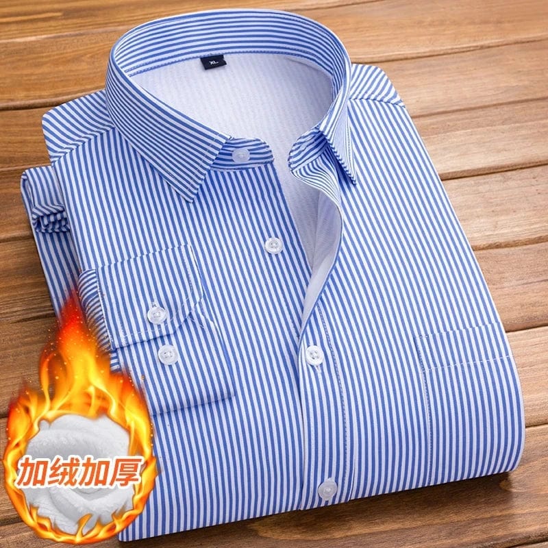 KOLMAKOV men's plaid fleece-lined casual shirt by Showlu Fashion Store, warm thick cotton long-sleeve top for winter.