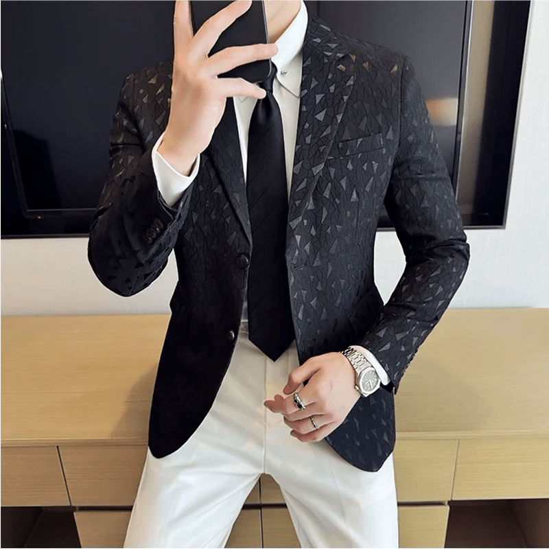 2024 Autumn Luxury Jacquard Suit Jackets For Men Fashion Business Slim Fit Casual Tailcoat Formal Wedding Groom Dress Suit Coat - SHOWLU FASHION STORE