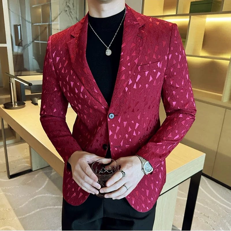 2024 Autumn Luxury Jacquard Suit Jackets For Men Fashion Business Slim Fit Casual Tailcoat Formal Wedding Groom Dress Suit Coat - SHOWLU FASHION STORE