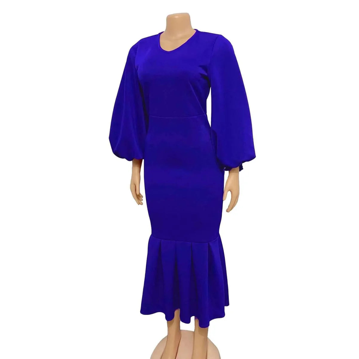 AOMEI V-Neck Fishtail Evening Dress by SHOWLU FASHION, long sleeve sexy party gown with a V-neck and fishtail silhouette.