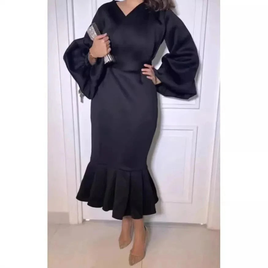 AOMEI V-Neck Fishtail Evening Dress by SHOWLU Fashion, long sleeve, sexy party gown with a fitted silhouette and elegant design.