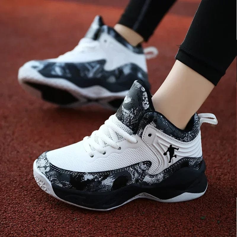 Kids basketball shoes by SHOWLU FASHION STORE, non-slip leather sneakers with thick soles for boys' sports and active play.