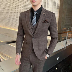 2024 Boutique (Blazer+ Vest + Pants) Men's Fashion Hosting Work Business Wedding Casual Linen Art Style Elegant Gentleman's Suit - SHOWLU FASHION STORE