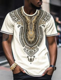 Showlu Fashion men's ethnic 3D print T-shirt with retro Harajuku totem design, casual streetwear for summer fashion.