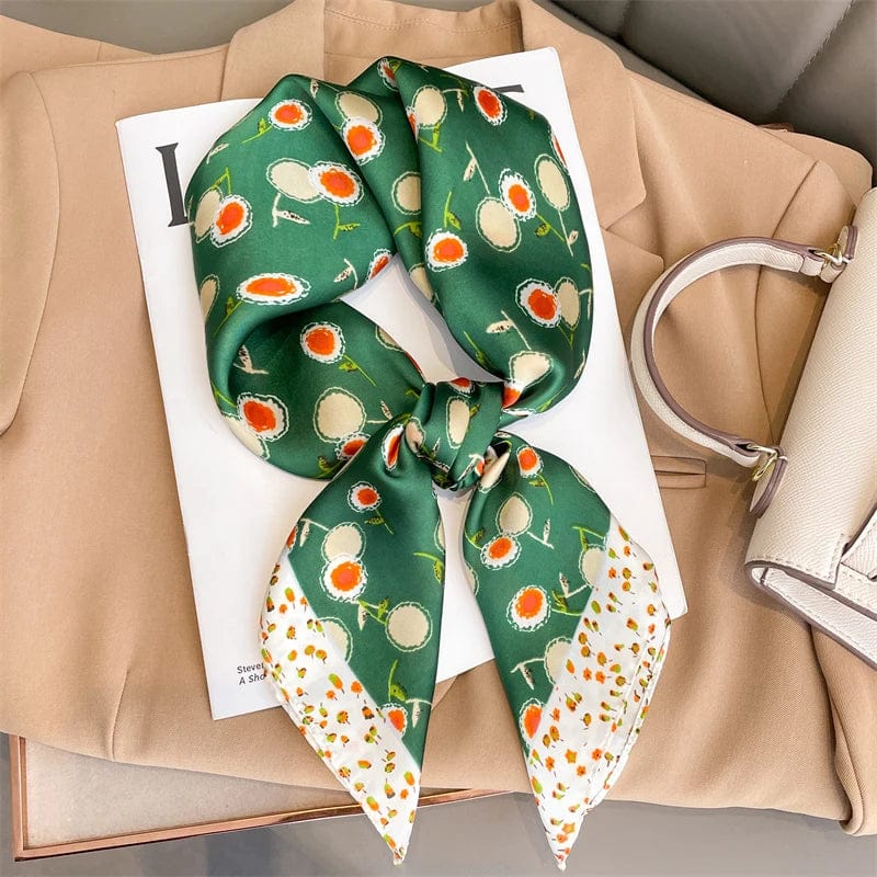 2024 Fashion Luxury Brand 70cm Silk Square Scarf Women Satin Neck Tie Female Hair Bandana Headkerchief Shawl Wrap Hijab Echarpe - SHOWLU FASHION STORE