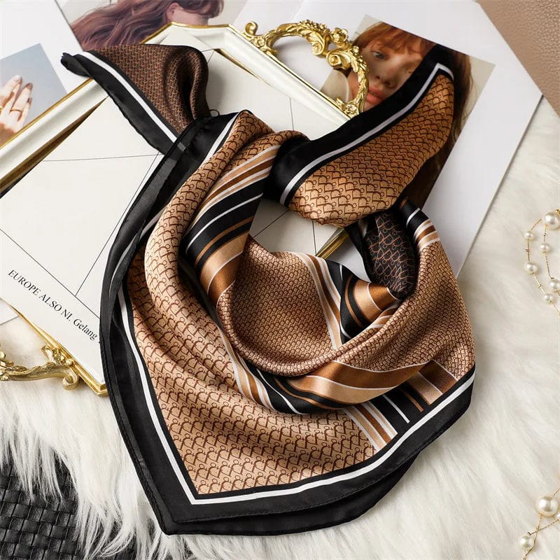 2024 Fashion Luxury Brand 70cm Silk Square Scarf Women Satin Neck Tie Female Hair Bandana Headkerchief Shawl Wrap Hijab Echarpe - SHOWLU FASHION STORE