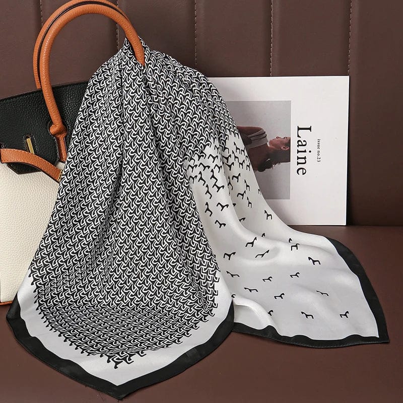 2024 Fashion Luxury Brand 70cm Silk Square Scarf Women Satin Neck Tie Female Hair Bandana Headkerchief Shawl Wrap Hijab Echarpe - SHOWLU FASHION STORE