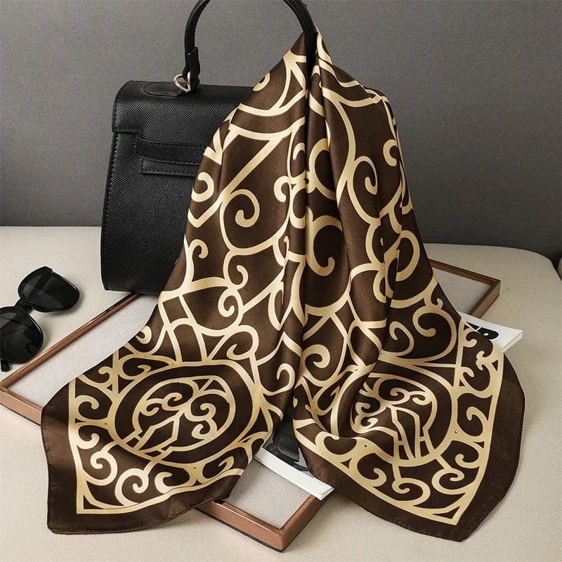 2024 Fashion Luxury Brand 70cm Silk Square Scarf Women Satin Neck Tie Female Hair Bandana Headkerchief Shawl Wrap Hijab Echarpe - SHOWLU FASHION STORE