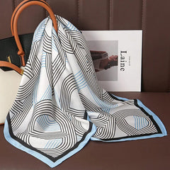 2024 Fashion Luxury Brand 70cm Silk Square Scarf Women Satin Neck Tie Female Hair Bandana Headkerchief Shawl Wrap Hijab Echarpe - SHOWLU FASHION STORE