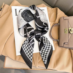 2024 Fashion Luxury Brand 70cm Silk Square Scarf Women Satin Neck Tie Female Hair Bandana Headkerchief Shawl Wrap Hijab Echarpe - SHOWLU FASHION STORE