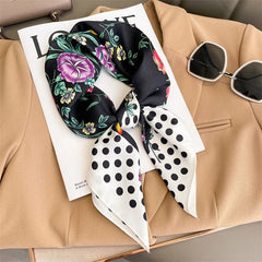 2024 Fashion Luxury Brand 70cm Silk Square Scarf Women Satin Neck Tie Female Hair Bandana Headkerchief Shawl Wrap Hijab Echarpe - SHOWLU FASHION STORE