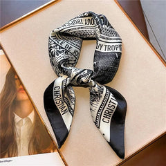 2024 Fashion Luxury Brand 70cm Silk Square Scarf Women Satin Neck Tie Female Hair Bandana Headkerchief Shawl Wrap Hijab Echarpe - SHOWLU FASHION STORE