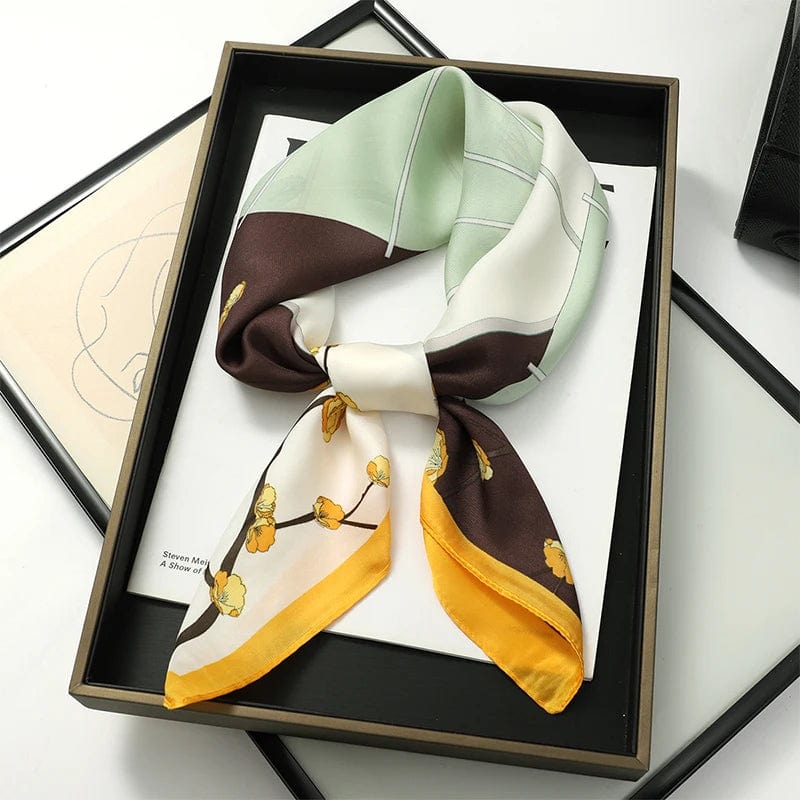 2024 Fashion Luxury Brand 70cm Silk Square Scarf Women Satin Neck Tie Female Hair Bandana Headkerchief Shawl Wrap Hijab Echarpe - SHOWLU FASHION STORE