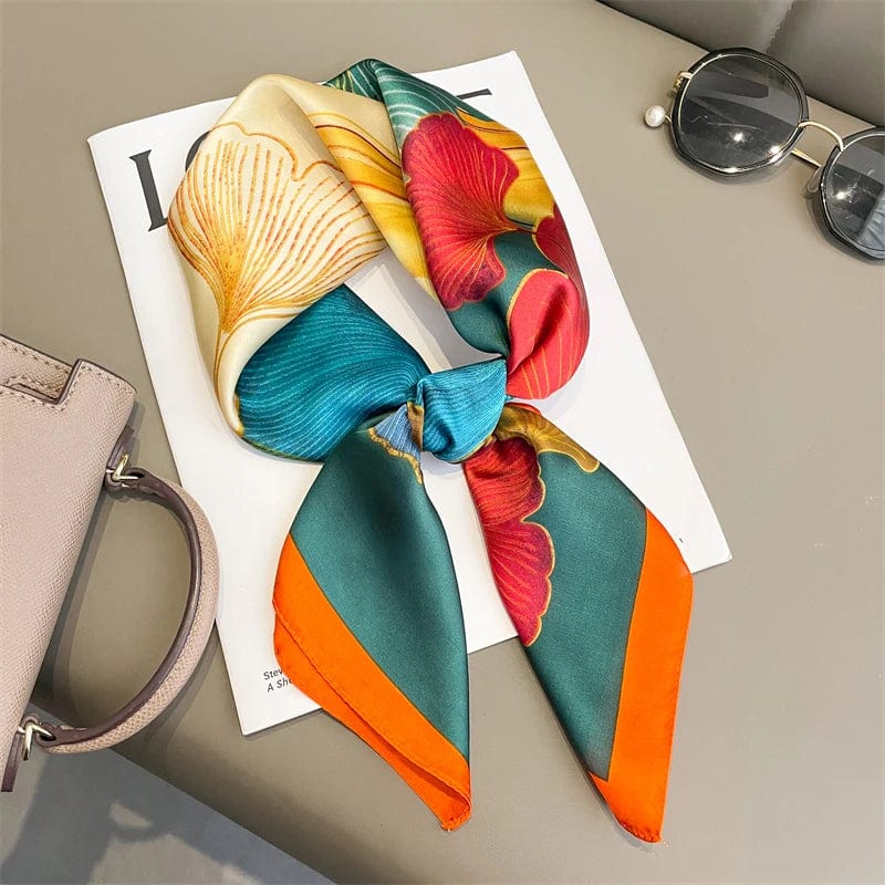 2024 Fashion Luxury Brand 70cm Silk Square Scarf Women Satin Neck Tie Female Hair Bandana Headkerchief Shawl Wrap Hijab Echarpe - SHOWLU FASHION STORE