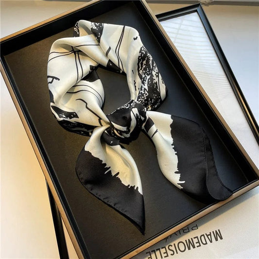 2024 Fashion Luxury Brand 70cm Silk Square Scarf Women Satin Neck Tie Female Hair Bandana Headkerchief Shawl Wrap Hijab Echarpe - SHOWLU FASHION STORE