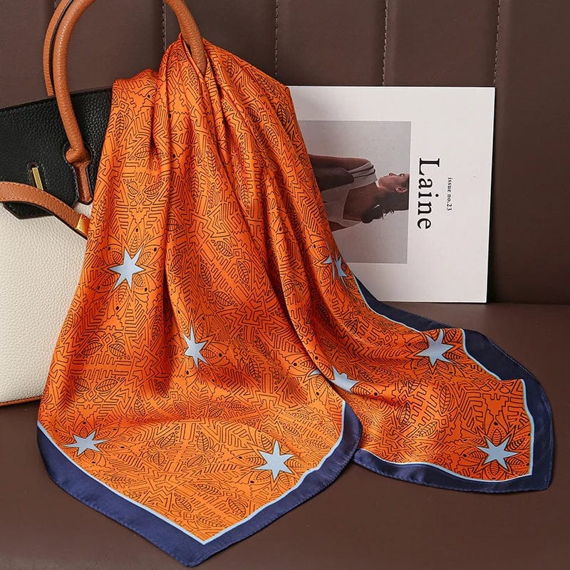 2024 Fashion Luxury Brand 70cm Silk Square Scarf Women Satin Neck Tie Female Hair Bandana Headkerchief Shawl Wrap Hijab Echarpe - SHOWLU FASHION STORE