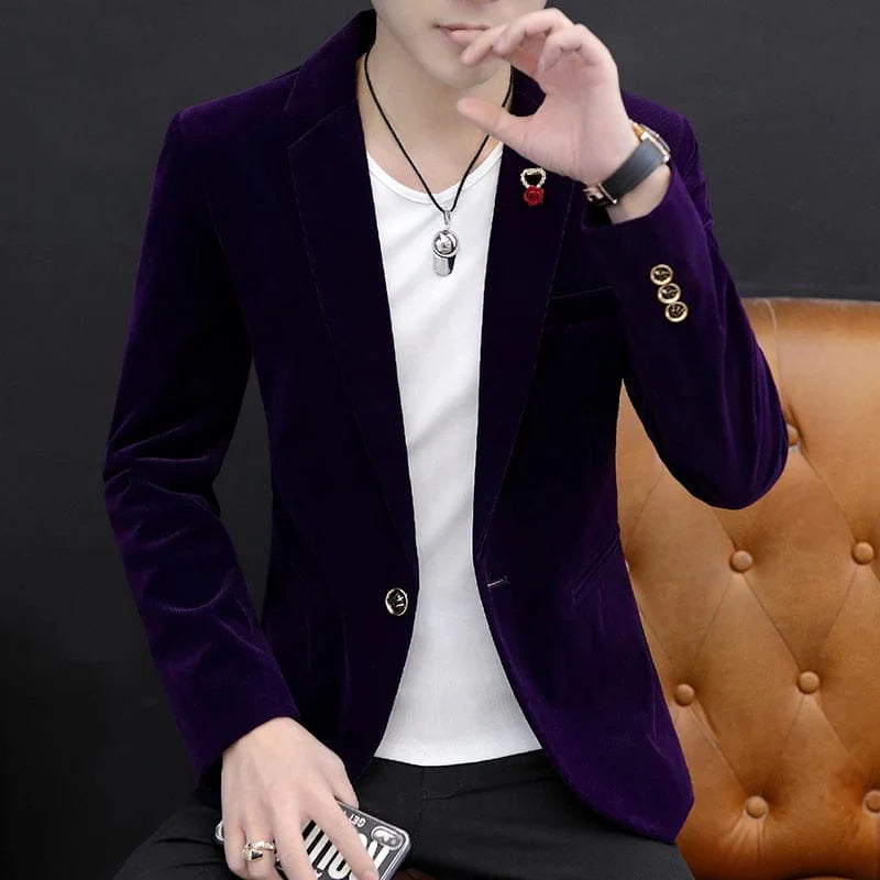 Men's slim-fit smart casual blazer by Showlu Fashion, stylish autumn suit jacket with a modern British-inspired design.