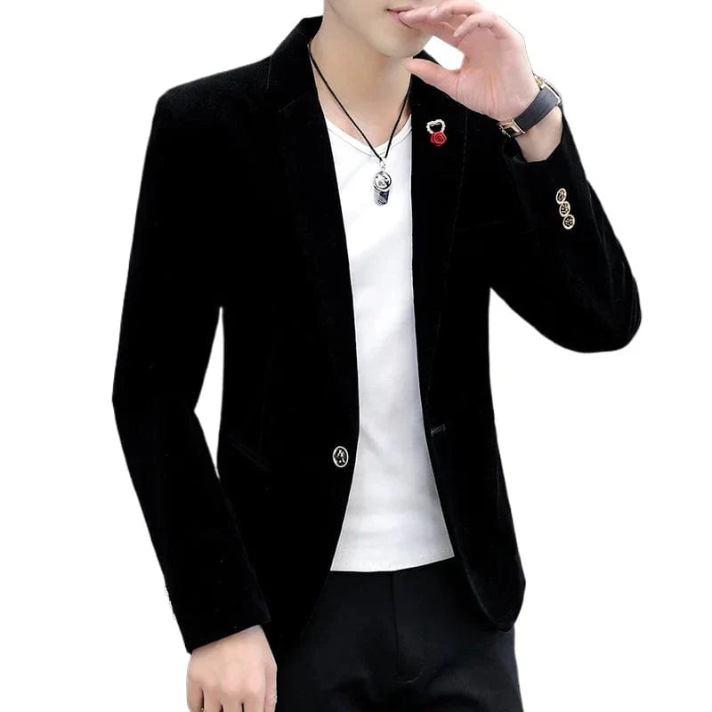 Men's slim-fit smart casual blazer by Showlu Fashion, stylish autumn suit jacket with tailored fit and classic British-inspired design.