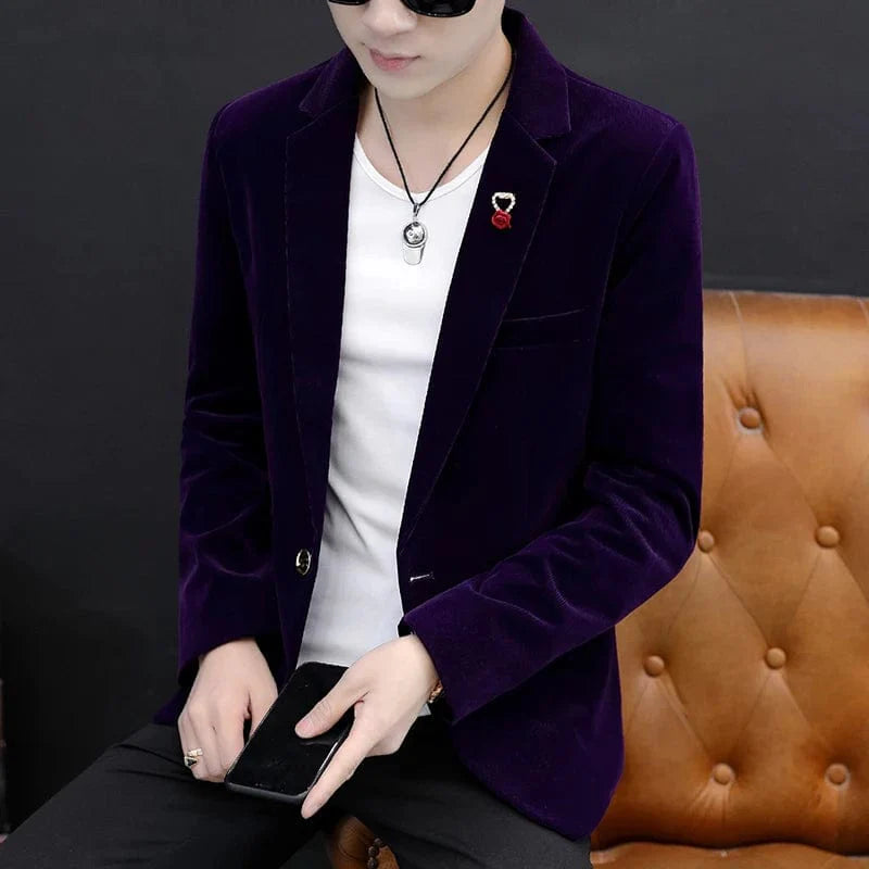 Men's slim-fit smart casual blazer by Showlu Fashion, autumn suit jacket with a sleek, tailored look and classic British style.