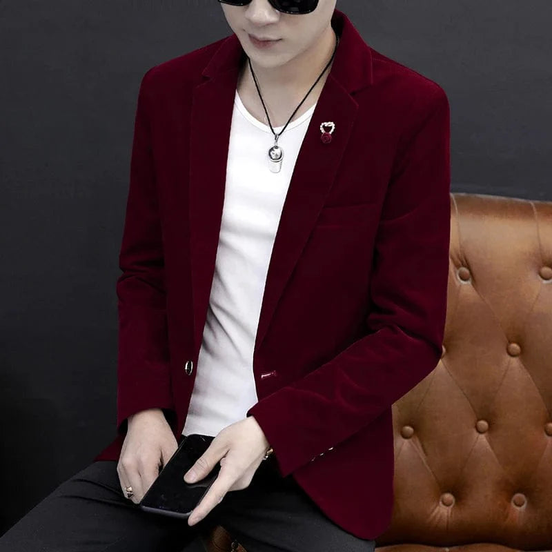 Slim-fit men's casual blazer by Showlu Fashion, stylish autumn suit jacket, tailored fit, British-inspired fashion, high-quality fabric.