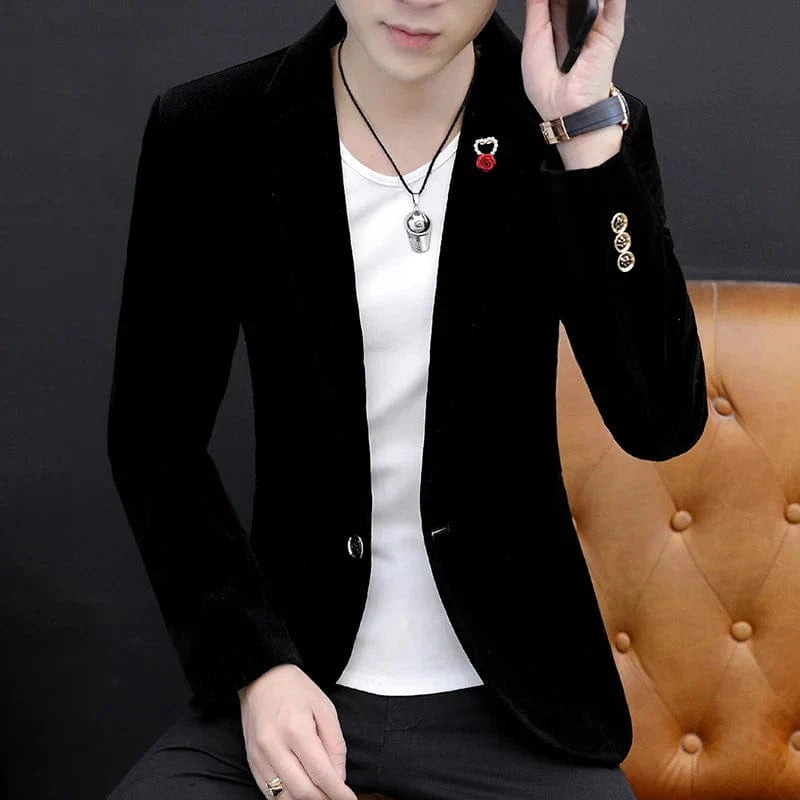 Men's slim-fit smart casual blazer by Showlu Fashion, autumn suit jacket with tailored fit and stylish British-inspired design.