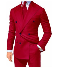 2024 Italian Burgundy Men Suit Double Breasted Business Tuxedo Custom Slim Fit Wedding Banquet Prom Blazer 2 Piece Trajes Hombre - SHOWLU FASHION STORE