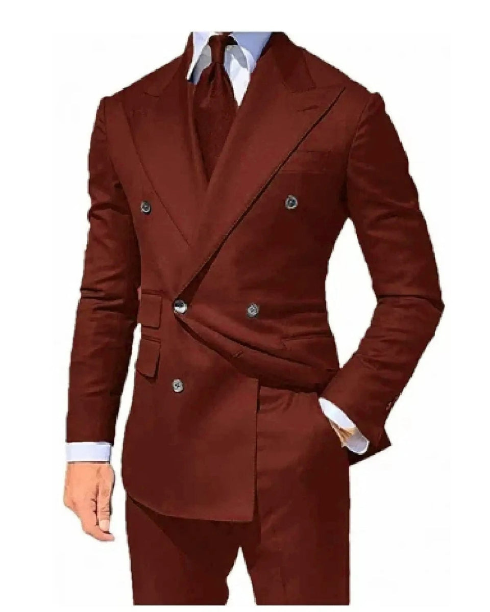 2024 Italian Burgundy Men Suit Double Breasted Business Tuxedo Custom Slim Fit Wedding Banquet Prom Blazer 2 Piece Trajes Hombre - SHOWLU FASHION STORE