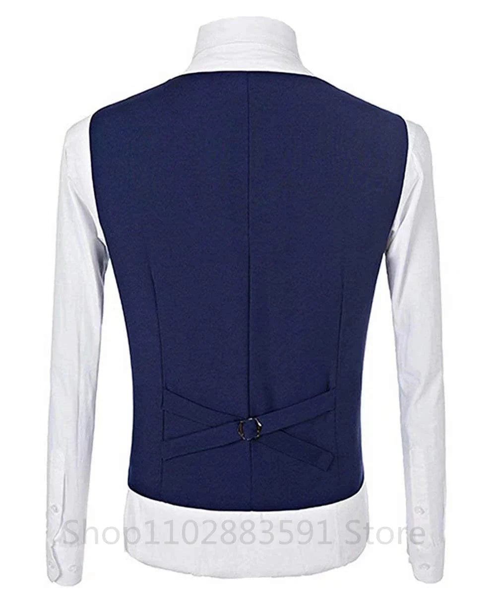 Men's 3-piece slim fit prom tuxedo with shawl lapel, jacket, vest, and pants, ideal for weddings and formal occasions.