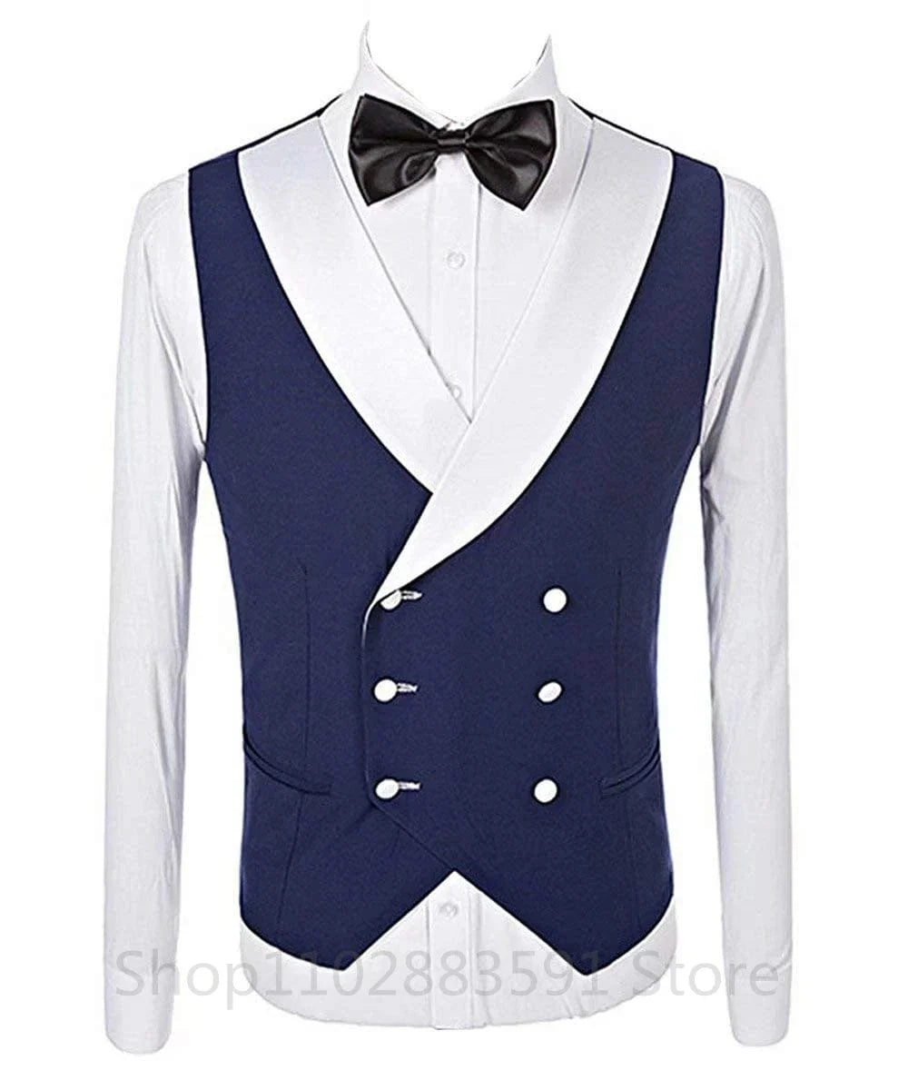 Showlu Men's 3-Piece Slim Fit Prom Tuxedo with shawl lapel, jacket, vest, and pants, ideal for weddings and formal events.