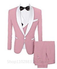 2024 Men Suits Prom Tuxedo Slim Fit 3 Piece Groom Wedding Shawl Lapel Blazer Terno Masuclino 3 pieces (jacket +vest +pant) - SHOWLU FASHION STORE