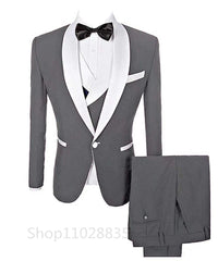 2024 Men Suits Prom Tuxedo Slim Fit 3 Piece Groom Wedding Shawl Lapel Blazer Terno Masuclino 3 pieces (jacket +vest +pant) - SHOWLU FASHION STORE