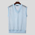 Men's mesh tank top with V-neck, sleeveless, transparent design, perfect for summer streetwear and casual fashion by INCERUN.