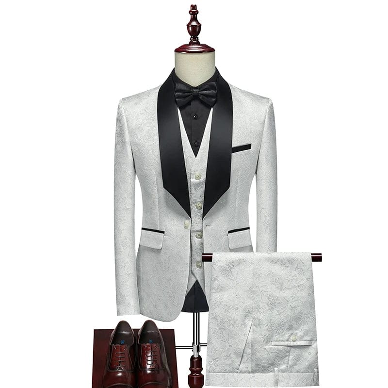 SHOWLU Men's British three-piece wedding suit with vest, trousers, and slim fit jacket for formal and casual occasions.