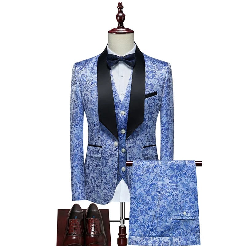 SHOWLU Men's British three-piece wedding suit with slim fit vest, trousers, and jacket, ideal for formal or business occasions.